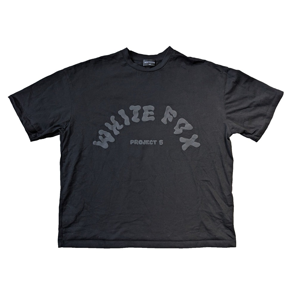 White Fox Project 5 Crop Shirt Womens Oversized S/M Black Puff Print